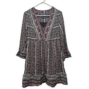 Maeve Anthropologie Boho Floral Mini Dress Small Peasant Tiered